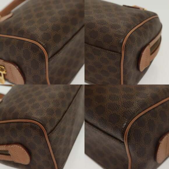 CELINE Macadam Canvas Mini Hand Bag Pvc Leather Brown Gold - Picture 10 of 12